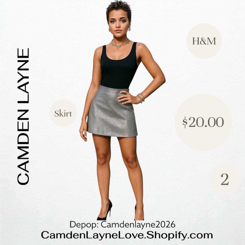 H&M Black and Silver Mini Skirt